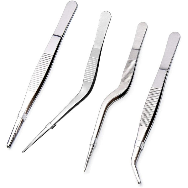 jing_long2011 4 Pieces Kitchen Tweezers StainlessSteel Cooking